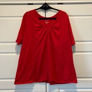 Lane Bryant Red V Neck Short Sleeve T Shirt Size 22/24